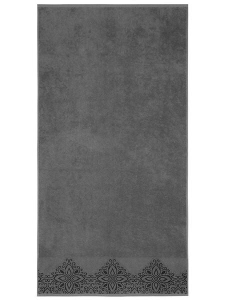 Pamuk Tekli Havlu Jakarlı Karna Home Klover - 70 x 140 Gri - 70 X 140
