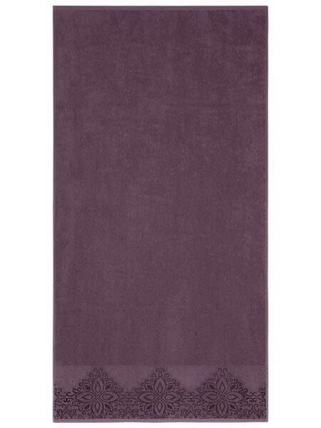 Pamuk Tekli Havlu Jakarlı Karna Home Klover - 70 x 140 Lavanta - 70 X 140