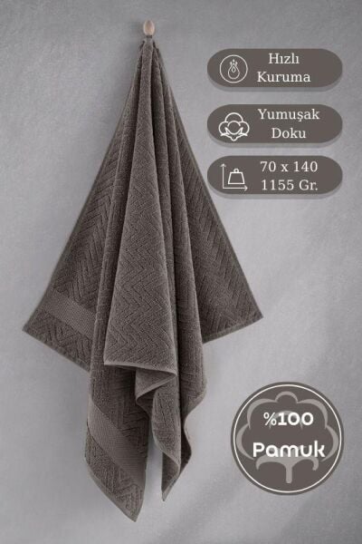 Pamuk Tekli Havlu Jakarlı Karna Premıum Zander - 70 x 140