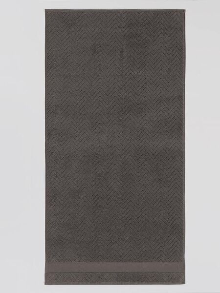 Pamuk Tekli Havlu Jakarlı Karna Premıum Zander - 70 x 140 Gri - 70 X 140