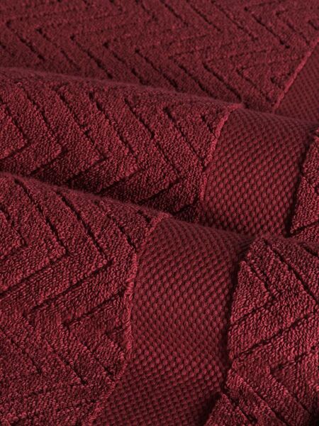 Pamuk Tekli Havlu Jakarlı Karna Premıum Zander - 70 x 140 Bordo - 70 X 140