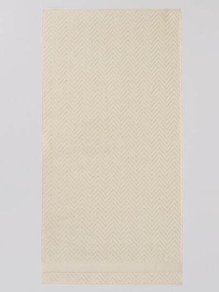 Pamuk Tekli Havlu Jakarlı Karna Premıum Zander - 50 x 90 Krem - 50 X 90