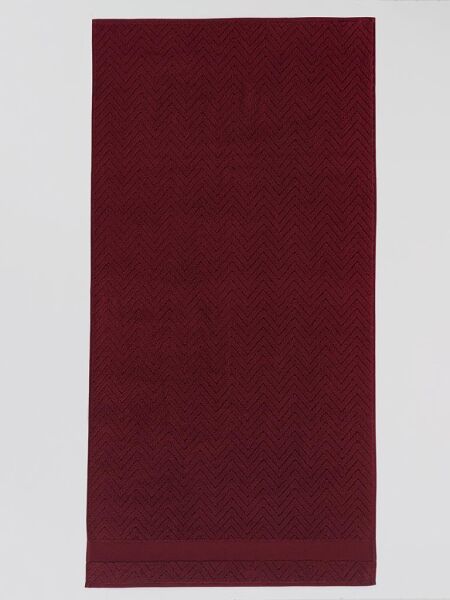 Pamuk Tekli Havlu Jakarlı Karna Premıum Zander - 50 x 90 Bordo - 50 X 90