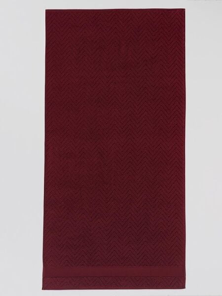 Pamuk Tekli Havlu Jakarlı Karna Premıum Zander - 50 x 90 Bordo - 50 X 90