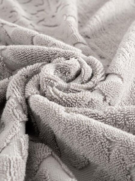 Pamuk Tekli Havlu Jakarlı Karna Premıum Sıbell - 50 x 90 Açık Gri - 50 X 90