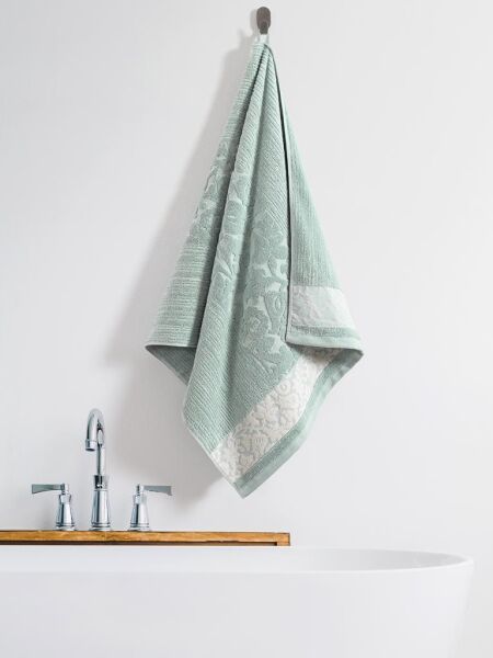 Pamuk Tekli Havlu Jakarlı Karna Premıum Sıbell - 50 x 90 Yeşil - 50 X 90