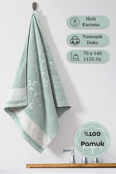 Pamuk Tekli Havlu Jakarlı Karna Premıum Sıbell - 70 x 140