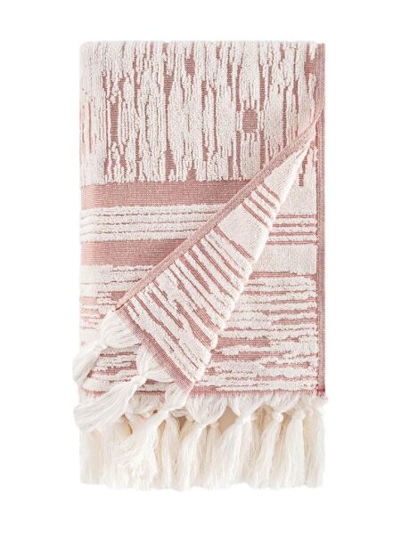 Pamuk Tekli Havlu Jakarlı Karna Premıum Stella - 50 x 90 Pudra - 50 X 90