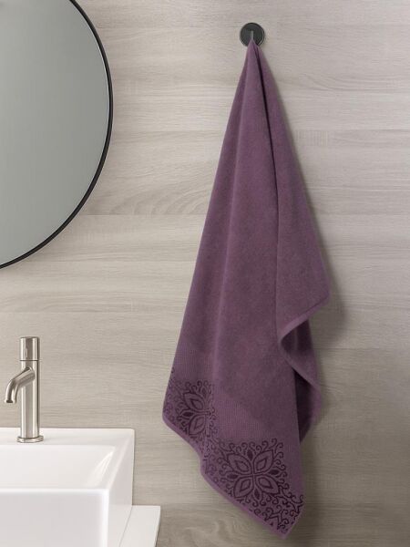 Pamuk Tekli Havlu Jakarlı Karna Home Klover - 50 x 90 Lavanta - 50 X 90