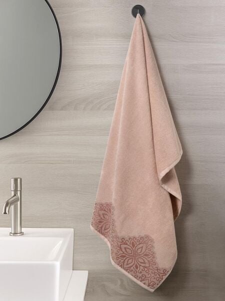 Pamuk Tekli Havlu Jakarlı Karna Home Klover - 50 x 90 Somon - 50 X 90