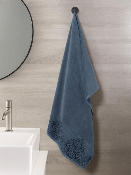 Pamuk Tekli Havlu Jakarlı Karna Home Klover - 50 x 90 Mirage Mavi - 50 X 90