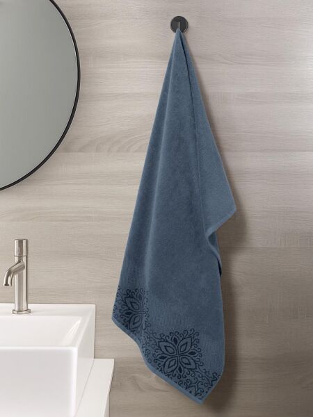 Pamuk Tekli Havlu Jakarlı Karna Home Klover - 50 x 90 Mirage Mavi - 50 X 90