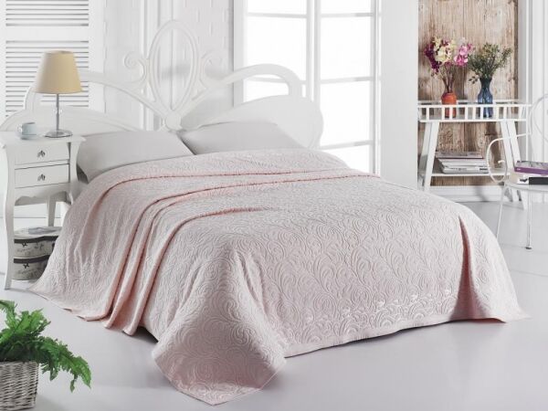 Romantik Gül Kurusu Havlu Pike Esra 160x220 160 X 220 - Somon