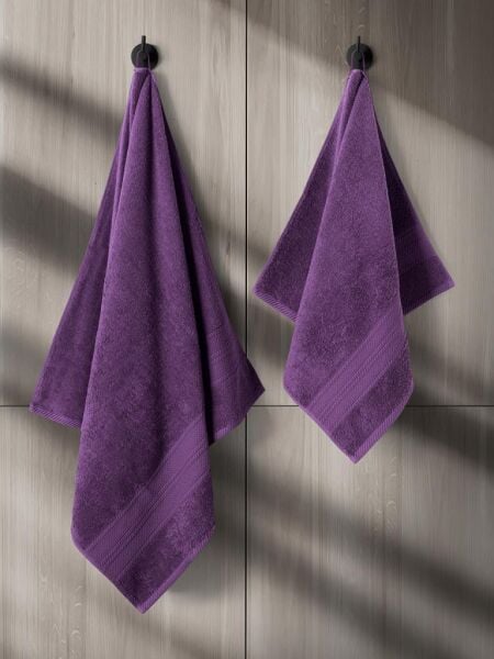 Karna Solid Pamuklu Havlu Seti 70x140 Mor