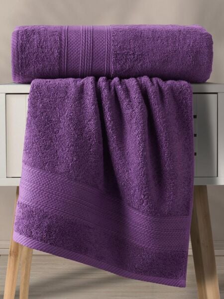 Karna Solid Pamuklu Havlu Seti 70x140 Mor
