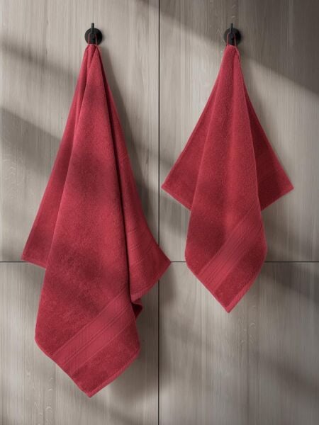 Karna Solid Pamuklu Havlu Seti 70x140 Kırmızı