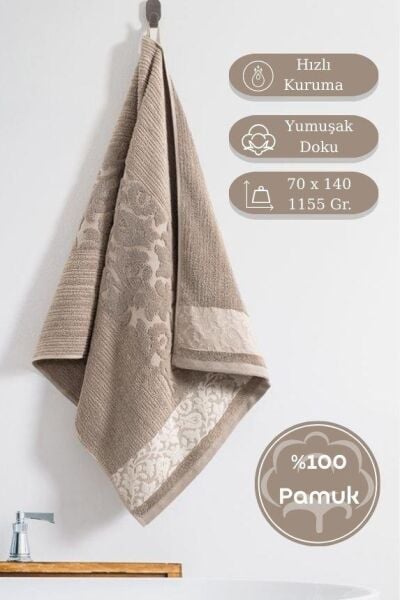 Pamuk Tekli Havlu Jakarlı Karna Premıum Stella - 70 x 140