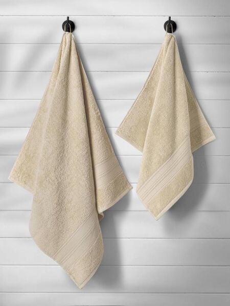 Karna Solid Pamuklu Havlu Seti 70x140 Bej