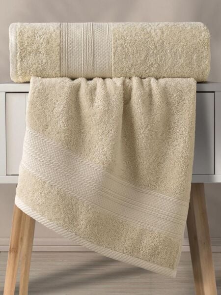 Karna Solid Pamuklu Havlu Seti 70x140 Bej