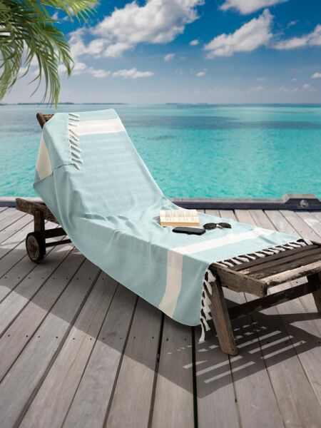  KH3967-5 Ege Esintisi Peştemal  Plaj Havlusu 90x170 cm Yumuşak Dokulu, Hızlı Kuruyan Üstün Kalite KH3967-5 Açık Yeşil - 90 X 170