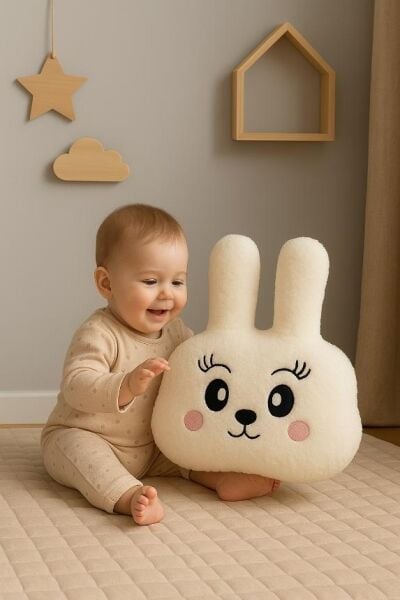 Tavşan Yastık Mimi – Elyaf Dolgulu Sevimli Dekoratif Yastık 35x35 cm (230 gr)