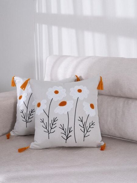 2 li Bohem Dokuma Dekoratif Kırlent Kılıfı 43x43 cm – Fermuarlı, Saçaklı Asorti-3 - 43 X 43