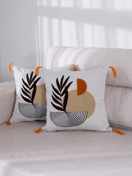 2 li Bohem Dokuma Dekoratif Kırlent Kılıfı 43x43 cm – Fermuarlı, Saçaklı Asorti-4 - 43 X 43