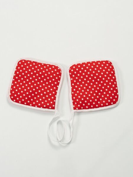 Puantiyeli Mutfak Seti 3’lü – Su Geçirmez Isıya Dayanıklı Önlük + Eldiven + Tutacak Kırmızı - 50 X 70