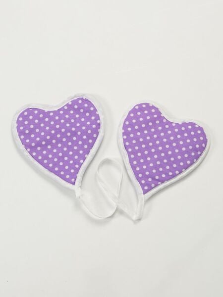 Puantiyeli Mutfak Seti 3’lü – Su Geçirmez Isıya Dayanıklı Önlük + Eldiven + Tutacak Lila - 50 X 70