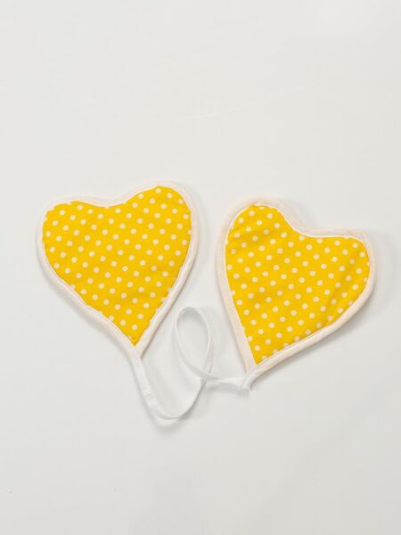 Puantiyeli Mutfak Seti 3’lü – Su Geçirmez Isıya Dayanıklı Önlük + Eldiven + Tutacak Sarı - 50 X 70