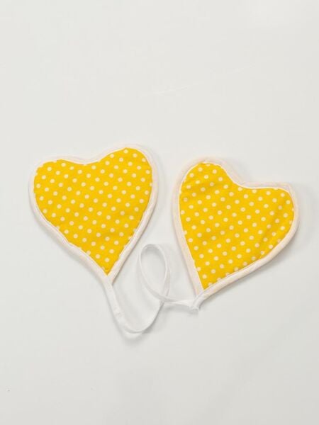 Puantiyeli Mutfak Seti 3’lü – Su Geçirmez Isıya Dayanıklı Önlük + Eldiven + Tutacak Sarı - 50 X 70