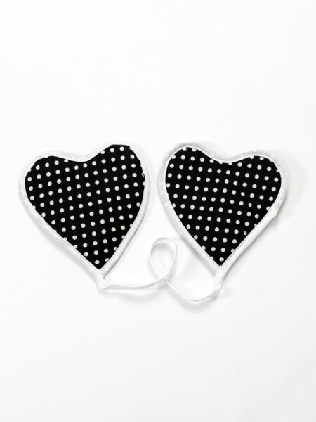 Puantiyeli Mutfak Seti 3’lü – Su Geçirmez Isıya Dayanıklı Önlük + Eldiven + Tutacak Siyah - 50 X 70