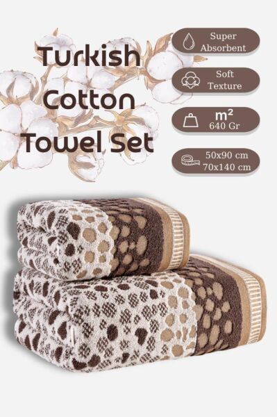 Jakarlı Havlu Seti ''Karna Premium'' Tierra 50x90 - 70x140 cm Asorti-1 - 70 X 140