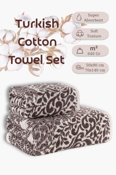 Jakarlı Havlu Set ''Karna Premium'' Grande Havlu Seti 50x90 - 70X140 cm Asorti-1 - 70 X 140