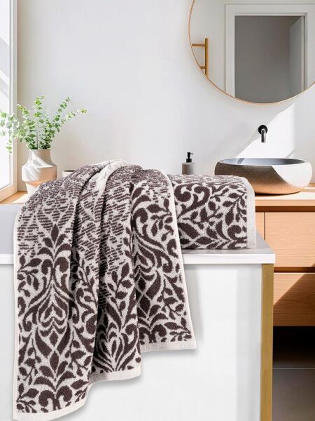 Jakarlı Havlu Set ''Karna Premium'' Grande Havlu Seti 50x90 - 70X140 cm Asorti-1 - 70 X 140
