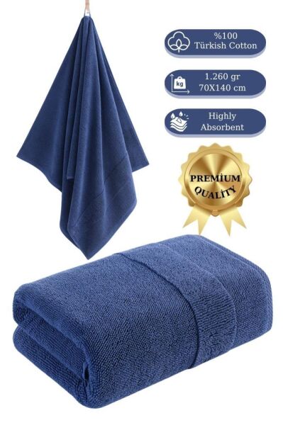 Cotton %100 Banyo Havlusu 70x140 cm Royal Mavi - 70 X 140