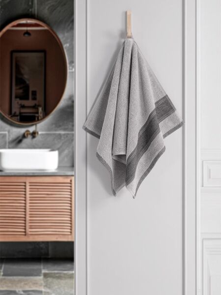 %100 Cotton Saç Havlusu Maura 50x90 cm Açık Gri - 50 X 90