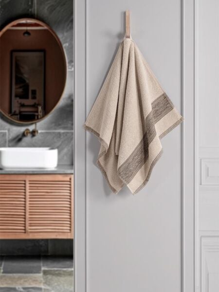 %100 Cotton Saç Havlusu Maura 50x90 cm Bej - 50 X 90