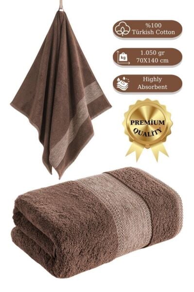 %100 Cotton Saç Havlusu Maura 70x140 cm Kahve - 70 X 140