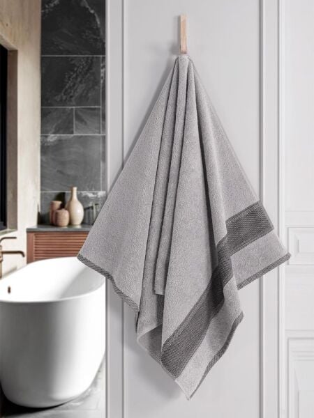 %100 Cotton Saç Havlusu Maura 70x140 cm Açık Gri - 70 X 140
