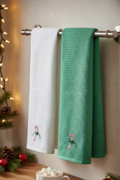 2 li Havlu Seti Yılbaşı Temalı Nakışlı Havlu Nuevo 40x60 cm Asorti-4 - 40 X 60