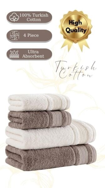 Premium 4 lü Havlu Seti Ladin 50x90/70x140 cm Asorti-3 - 70 X 140