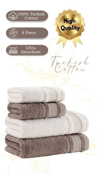 Premium 4 lü Havlu Seti Ladin 50x90/70x140 cm Asorti-3 - 70 X 140