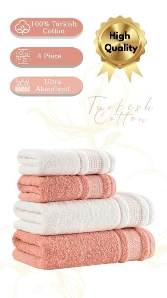 Premium 4 lü Havlu Seti Ladin 50x90/70x140 cm Asorti-4 - 70 X 140