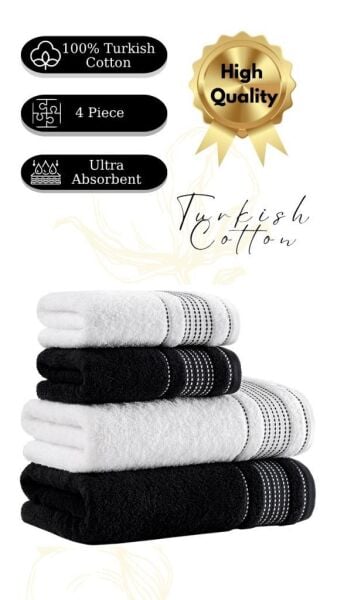 Premium 4 lü Havlu Seti Ladin 50x90/70x140 cm Asorti-8 - 70 X 140