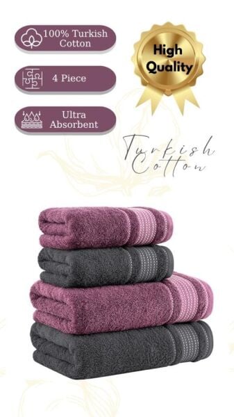 Premium 4 lü Havlu Seti Ladin 50x90/70x140 cm Asorti-10 - 70 X 140