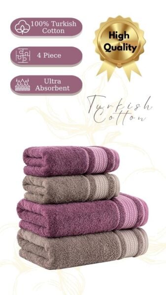 Premium 4 lü Havlu Seti Ladin 50x90/70x140 cm Asorti-11 - 70 X 140