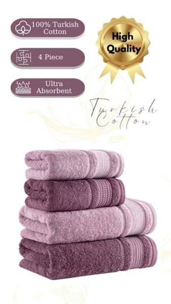 Premium 4 lü Havlu Seti Ladin 50x90/70x140 cm Asorti-12 - 70 X 140