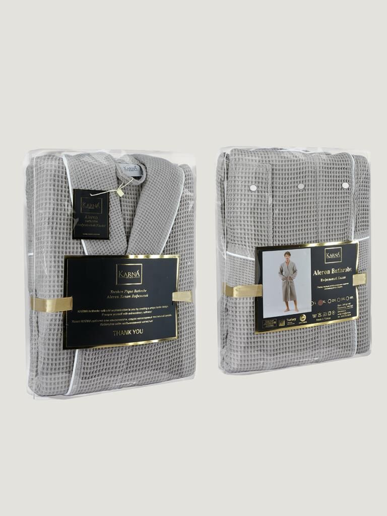 Torshon Pamuk Bornoz Salyaka Aleron Serisi Gri - XL