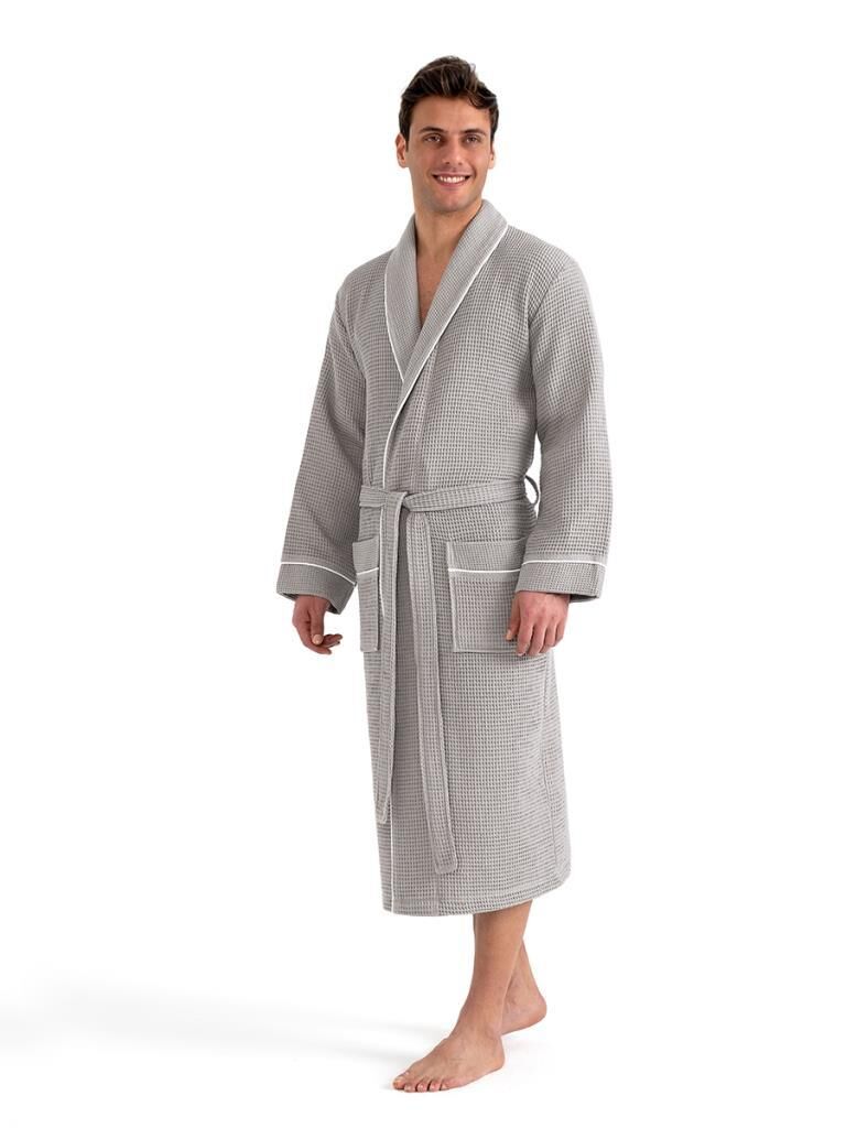 Torshon Pamuk Bornoz Salyaka Aleron Serisi Gri - XL